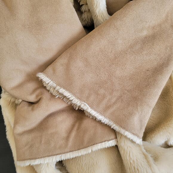 Big Chill Penny Lane Coat Tan Faux Shearling Y2K Patchwork Women Large - Picture 11 of 16